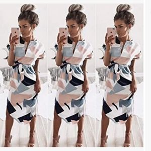 NWT ECOWISH Womens Dresses Summer Casual V-Neck